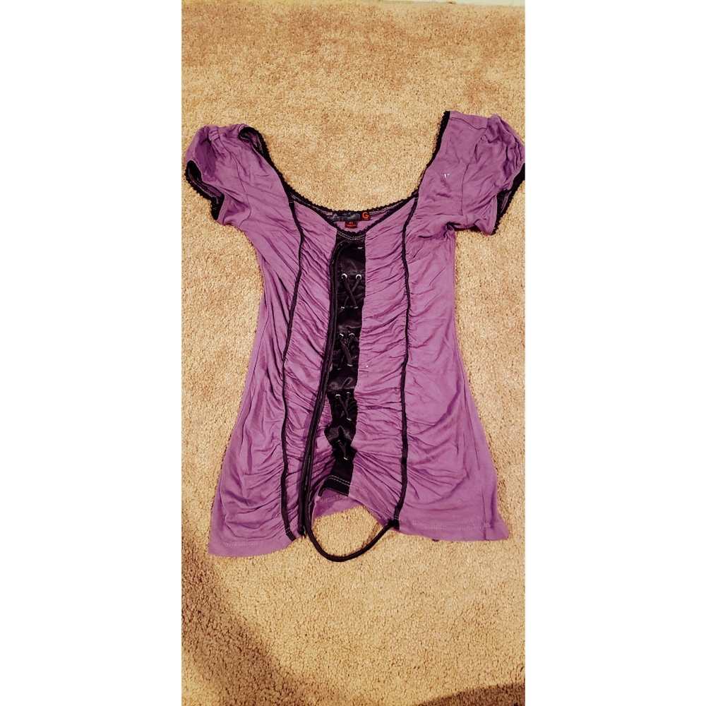 Guess purple lace up blouse